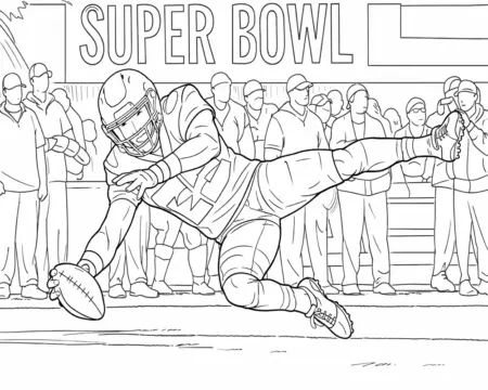 Dibujo de Super Bowl Lx 2026 Zambullida para Atrapar para página de Colorear para Colorear