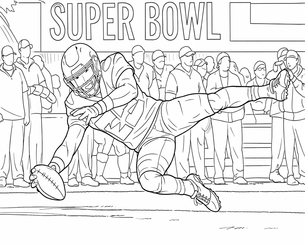 Dibujo de Super Bowl Lx 2026 Zambullida para Atrapar para página de Colorear para Colorear