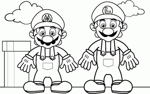 Dibujo de Dos Mario para Colorear