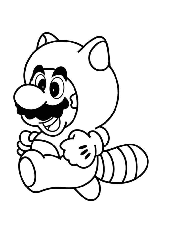 Dibujo de Mapache Mario para Colorear