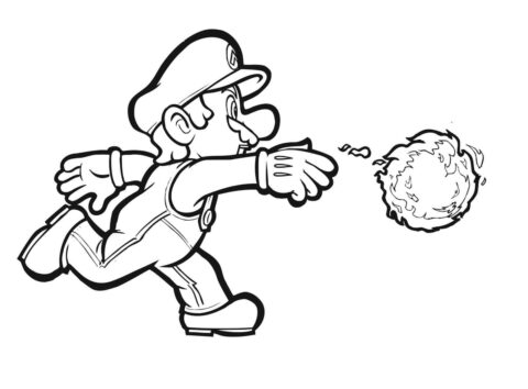 Dibujo de Mario con Fuego para Colorear