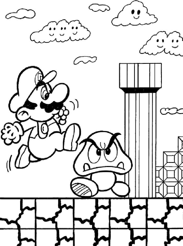 Dibujo de Mario Saltar para Colorear