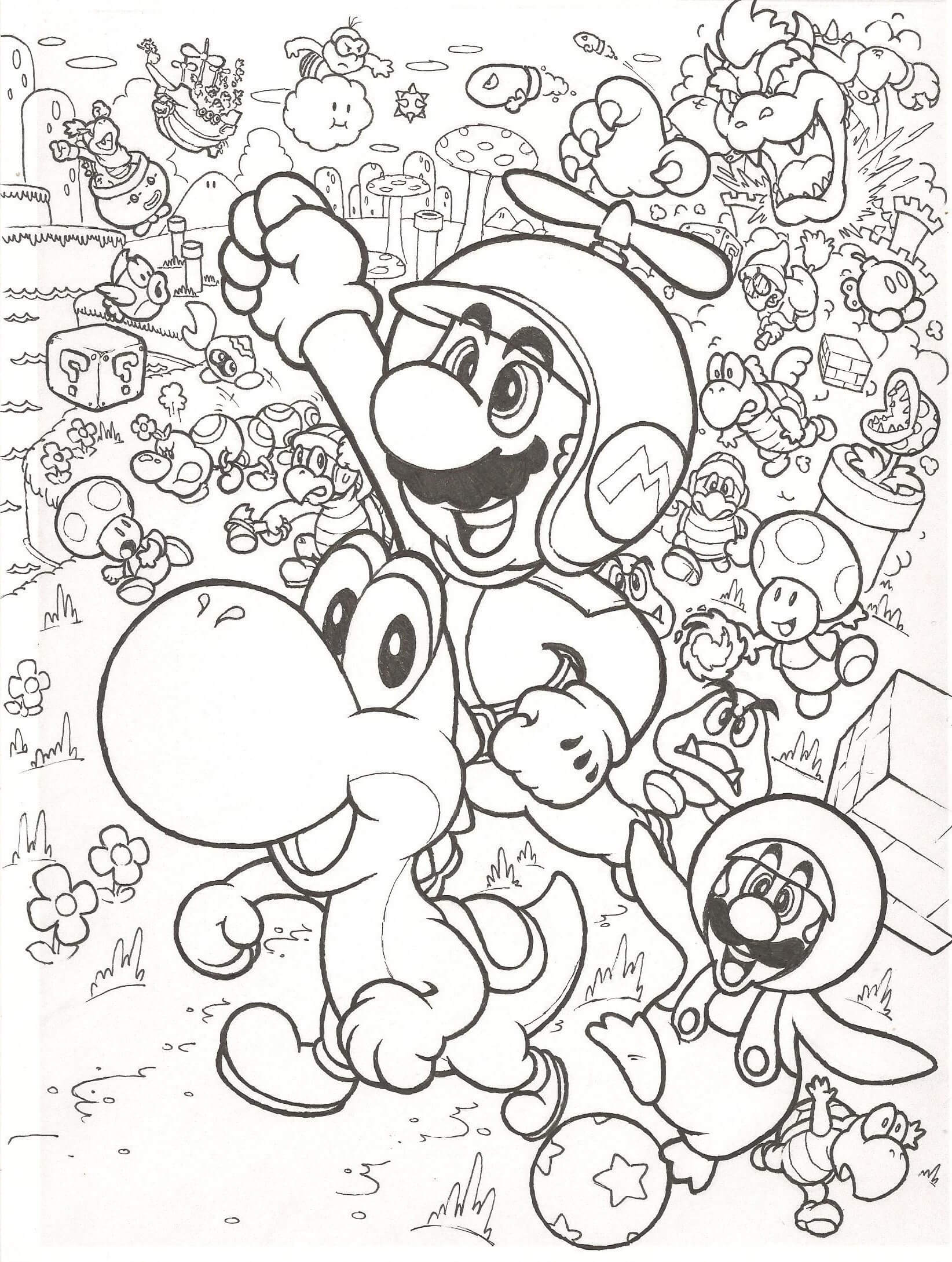 Dibujo de Mario Volando para Colorear