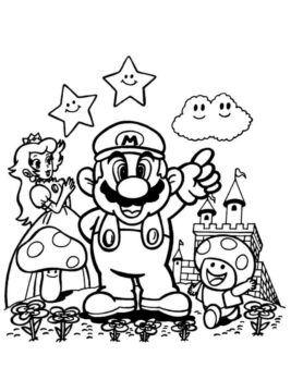 Dibujo de Mario y Amigo para Colorear