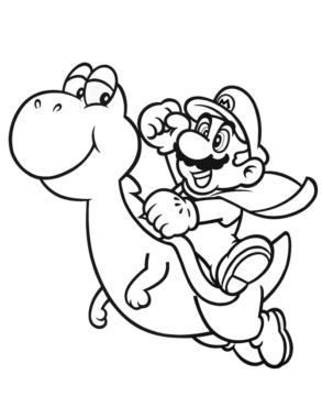 Dibujo de Super Mario con Yoshi para Colorear