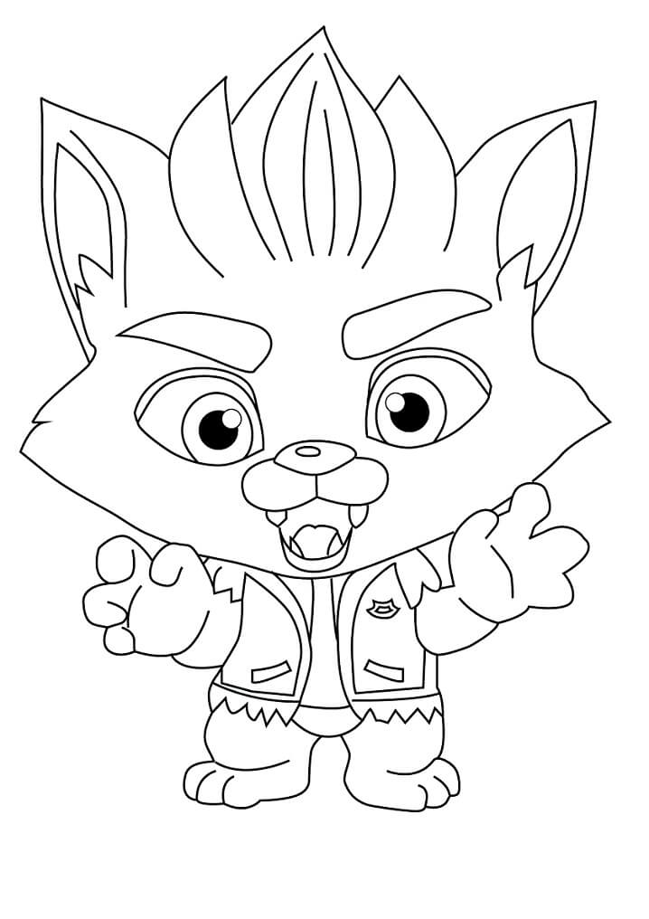Dibujo de Lobo Aullador de Super Monstruos para Colorear