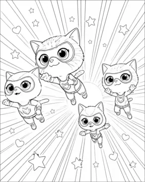 Dibujo de Superkitties Miniatura página para Colorear