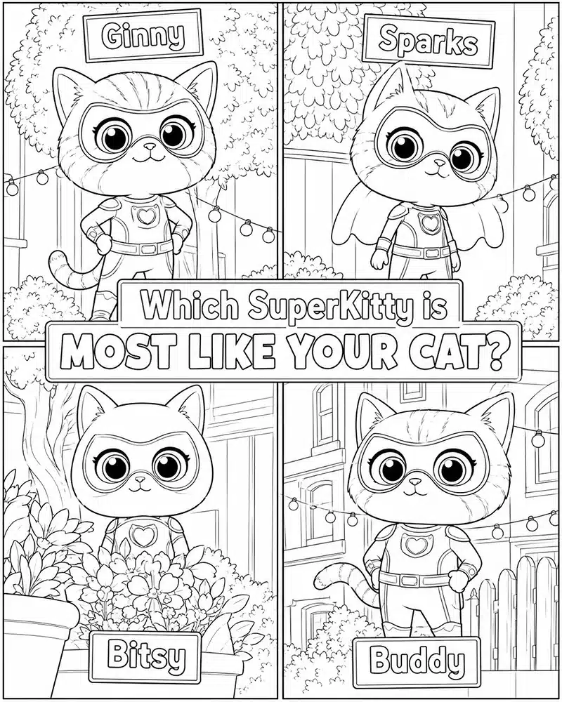 Dibujo de Superkitties Todo en Uno página para Colorear