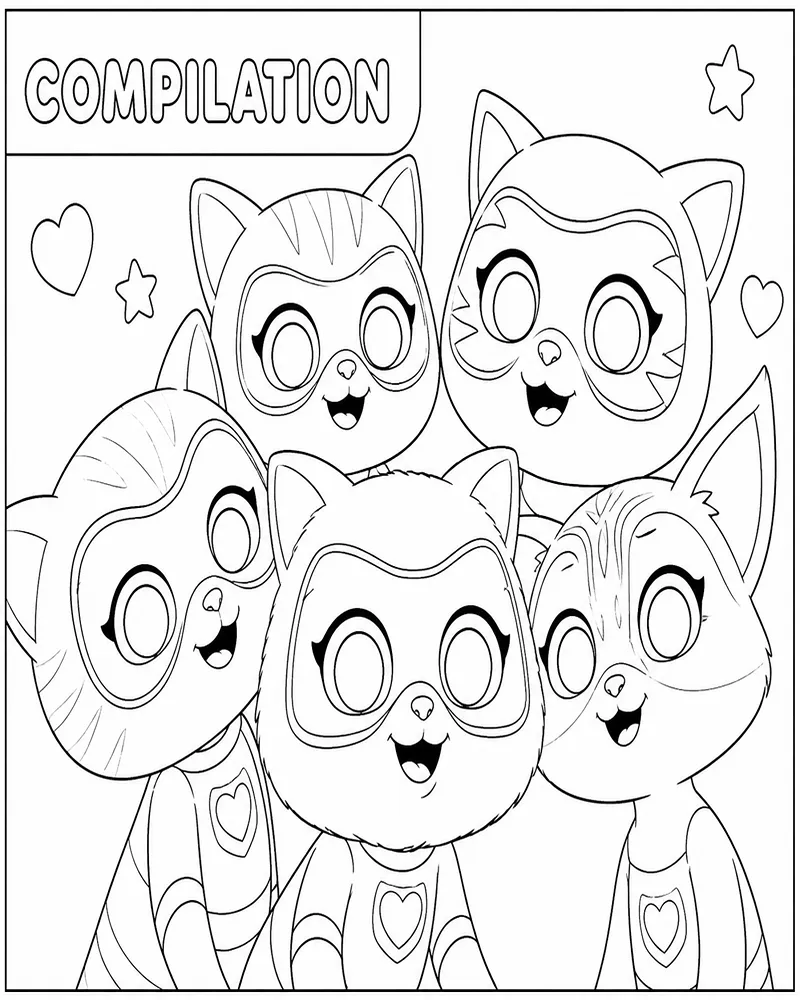 Dibujo de Superkitties Compilation Cute Faces Coloring Page para Colorear