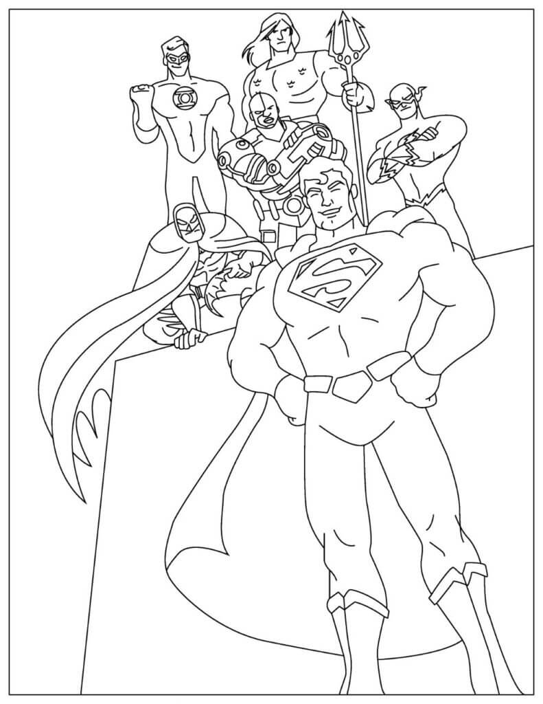 Dibujo de Divertido Superman y Amigos para Colorear