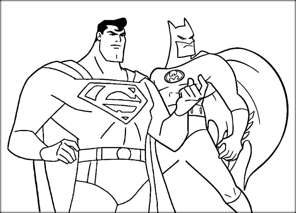 Dibujo de Geniales Superman y Batman para Colorear