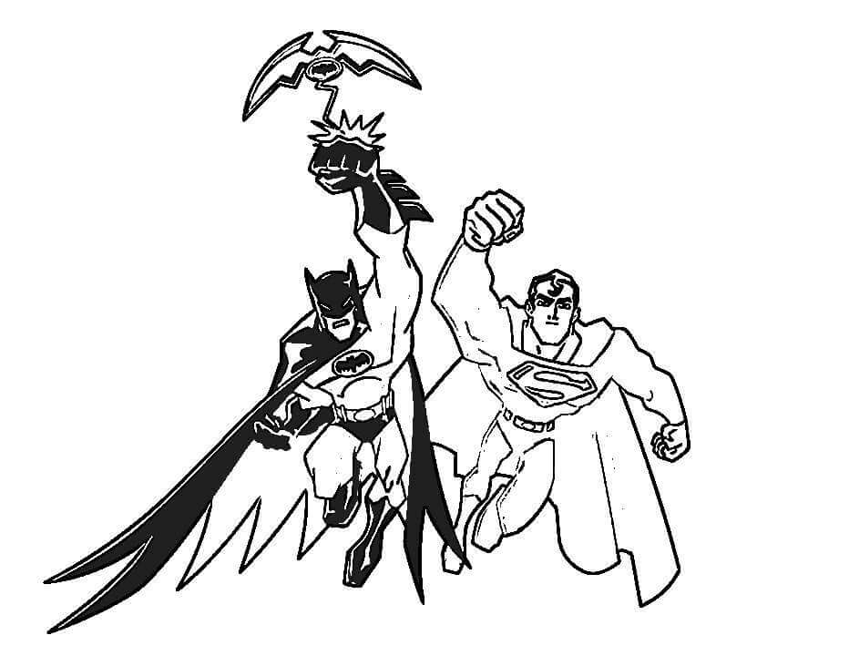 Dibujo de Superman y Batman Peleando para Colorear
