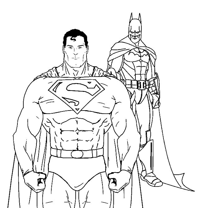 Dibujo de Superman y Batman para Colorear