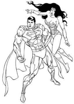 Dibujo de Superman y la Mujer Maravilla para Colorear