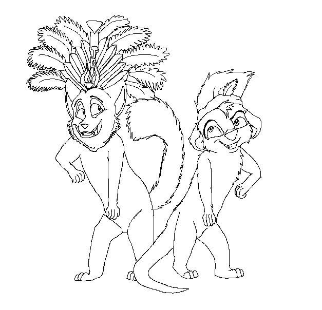 Dibujo de Animados de Dos Suricatas para Colorear