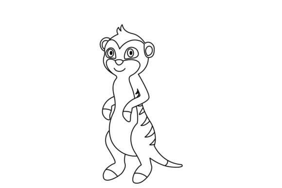 Dibujo de Linda Suricata Sonriendo para Colorear