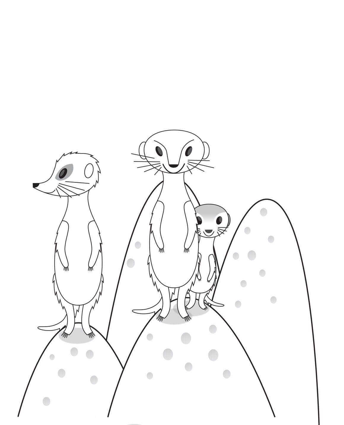 Dibujo de Suricata Familiar para Colorear