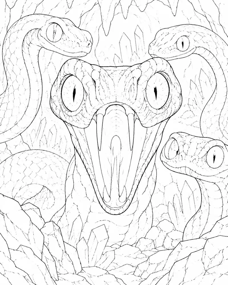 Dibujo de Serpientes de raíces páginas para Colorear