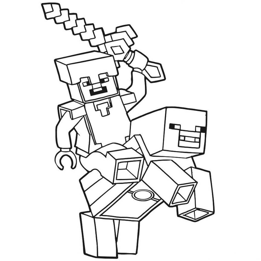 Dibujo de Alex con Espada en Minecraft para Colorear