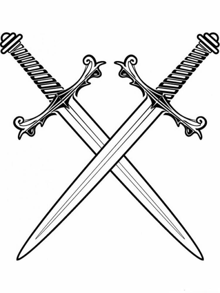 Dibujo de Dos Espadas para Colorear
