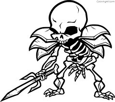 Dibujo de Esqueleto con Espada para Colorear