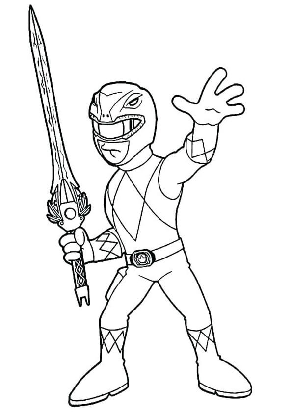 Dibujo de Power Ranger con Espada para Colorear