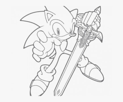 Dibujo de Sonic con Espada para Colorear