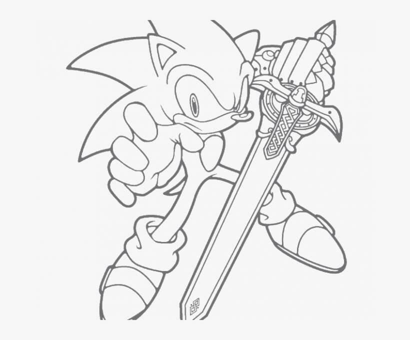 Dibujo de Sonic con Espada para Colorear