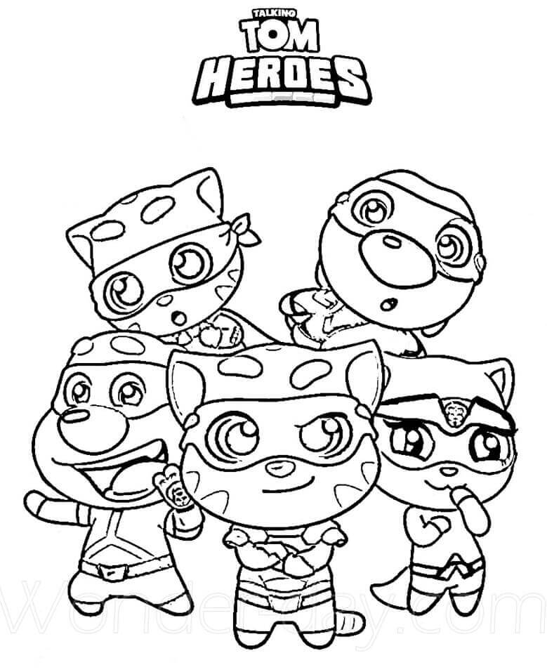 Dibujo de Equipo de Hroes Parlantes para Colorear