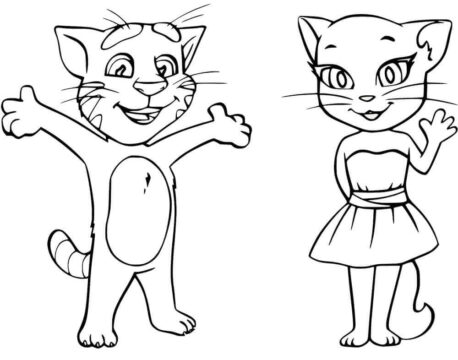 Dibujo de Hablando Tom y Angela para Colorear
