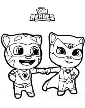 Dibujo de Hroe Tom y Angela para Colorear