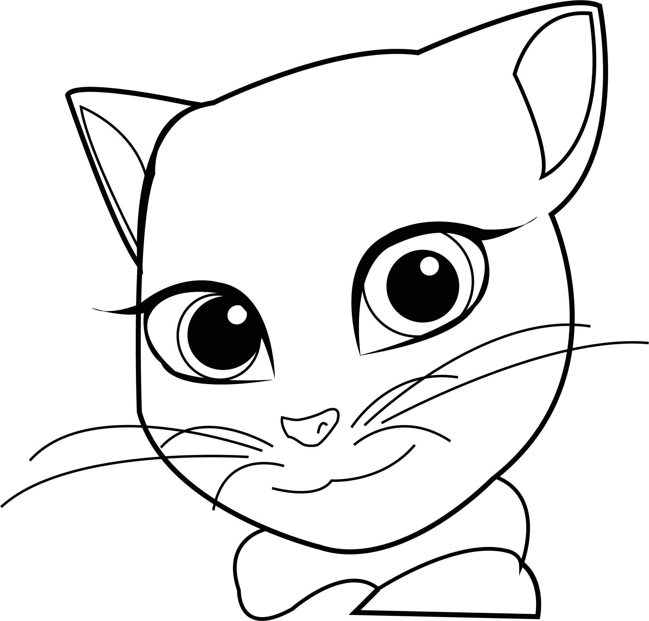 Dibujo de Niña Hablar Gato para Colorear