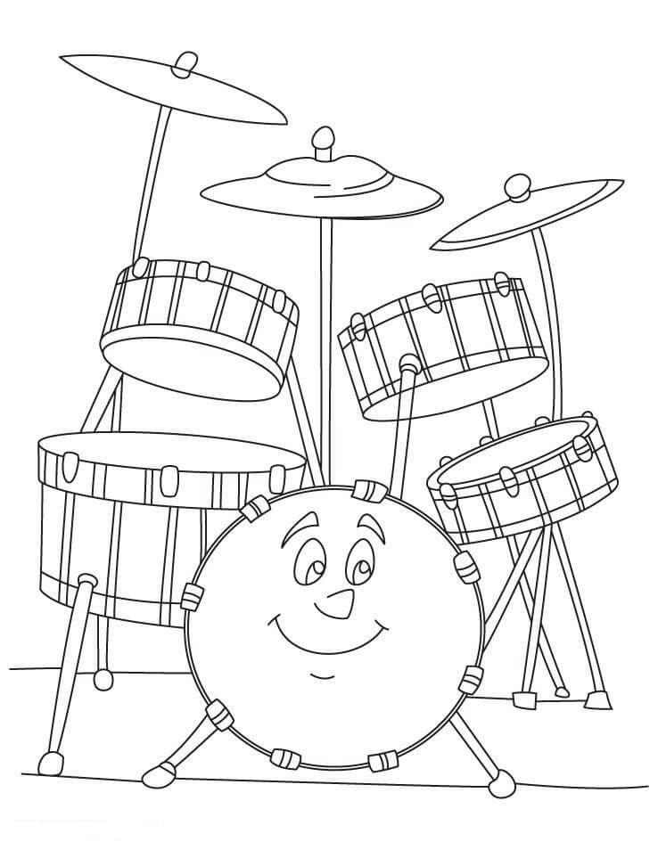 Dibujo de Conjunto de Tambores Sonrientes para Colorear