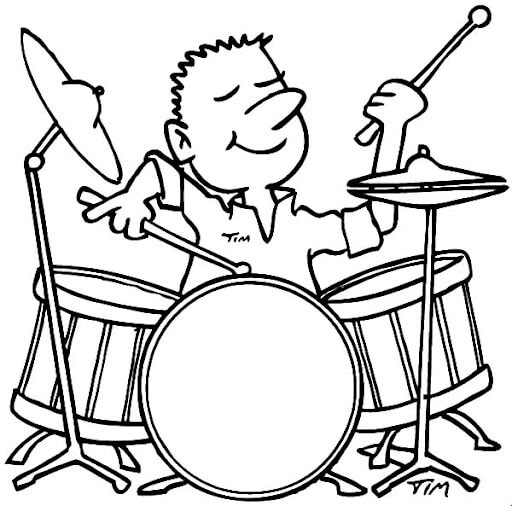 Dibujo de Niño pequeño Tocando el Tambor para Colorear