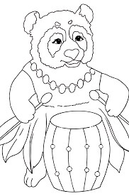Dibujo de Panda Tocando el Tambor para Colorear