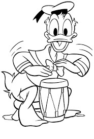 Dibujo de Pato Donald Tocando el Tambor para Colorear