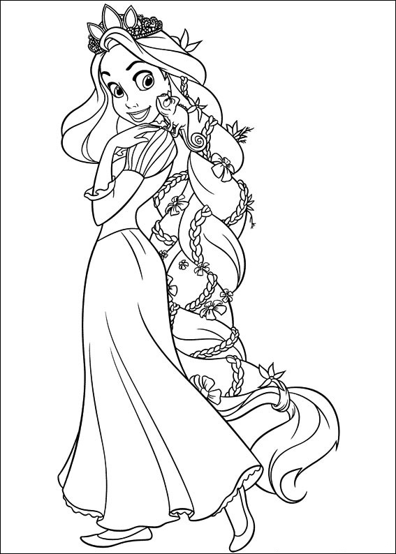 Dibujo de Feliz Princesa Rapunzel para Colorear