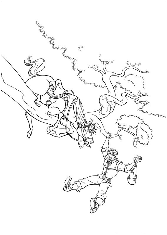 Dibujo de Maximus y Flynn en el árbol para Colorear