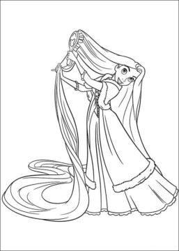 Dibujo de Rapunzel Cepillandose el Pelo para Colorear