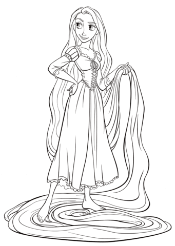 Dibujo de Rapunzel Sonriendo para Colorear