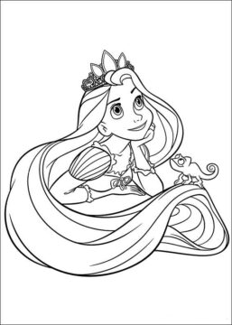 Dibujo de Rapunzel y Pascal para Colorear