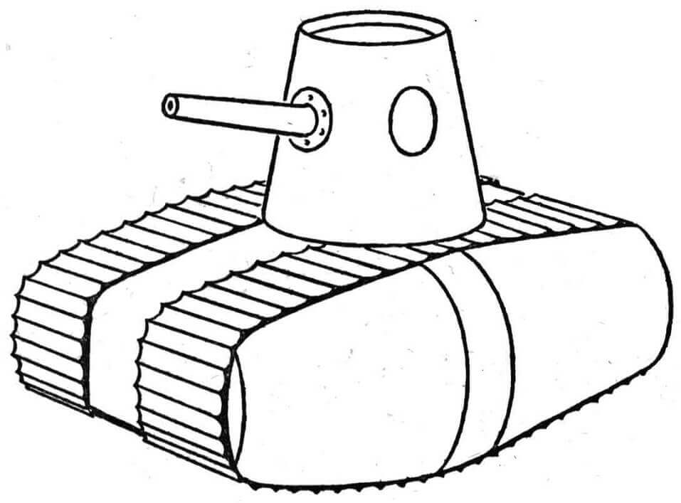 Dibujo de Tanque Estilo Ww1 para Colorear