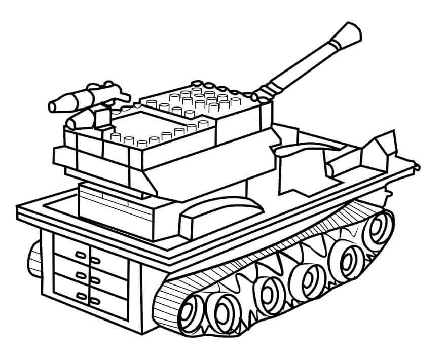 Dibujo de Tanque de Lego para Colorear