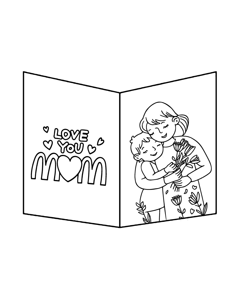 Dibujo de Folding Mother S Day Coloring Card para Colorear