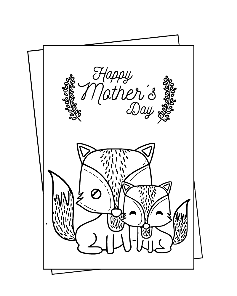 Dibujo de Mother S Day Animal Card Coloring Page para Colorear