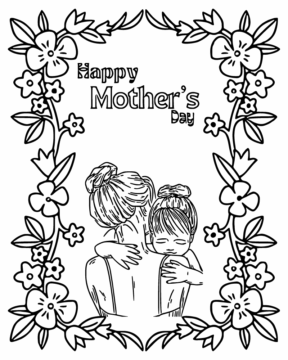 Dibujo de Mother S Day Card With Borders Coloring Page para Colorear
