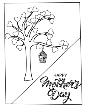 Dibujo de Mother S Day Card With Decorations Coloring Page para Colorear