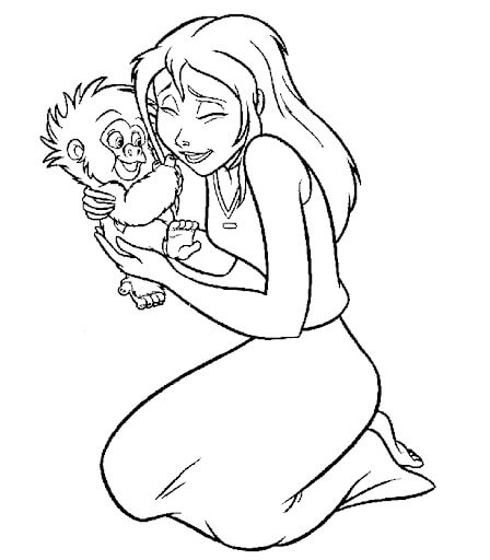Dibujo de Jane Sosteniendo Terk para Colorear