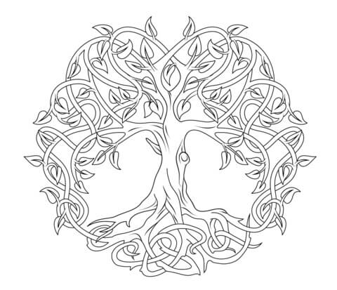Dibujo de Tatuaje árbol para Colorear