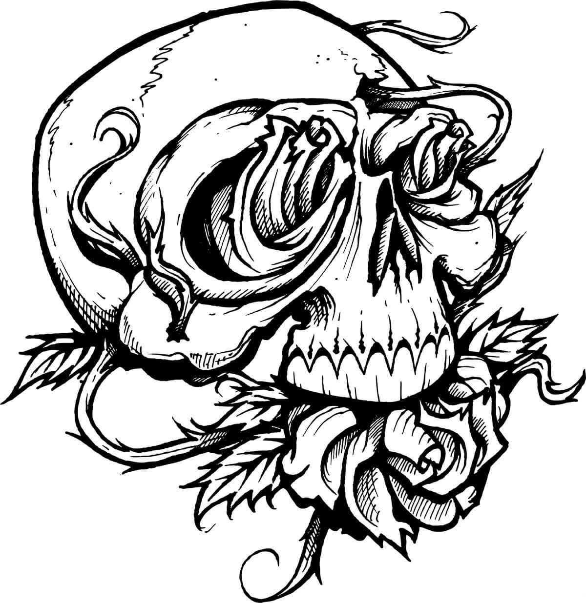 Dibujo de Tatuaje de Calavera para Colorear